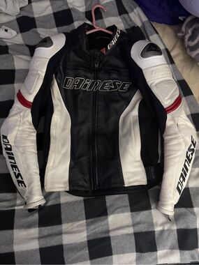 Dainese Men’s Black and White Performance Leather Jacket